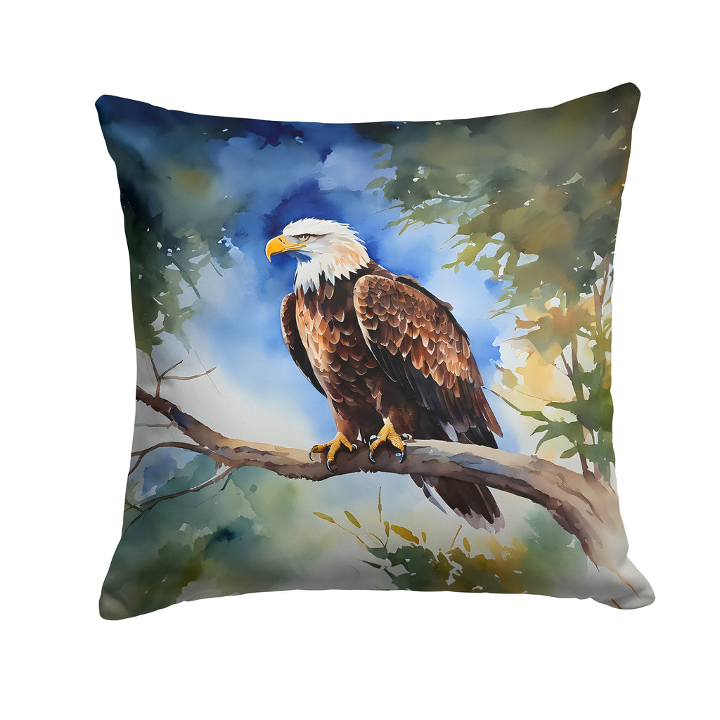 Bald Eagle Perched Tree Branch Decorative Throw Pillow 18x18 Indoor Outdoor Accent Cushion, Fabric Cover with Insert for Sofa, Bed, Porch & Living Room