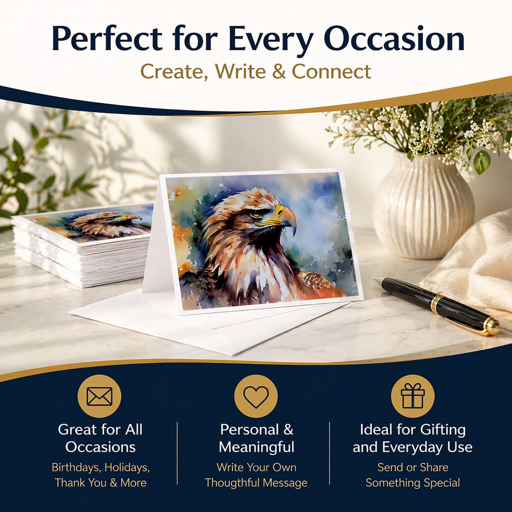 Bald Eagle Portrait Close Detail Greeting Cards Pack of 8 Blank Cards with Envelopes Whimsical A7 Size 5x7