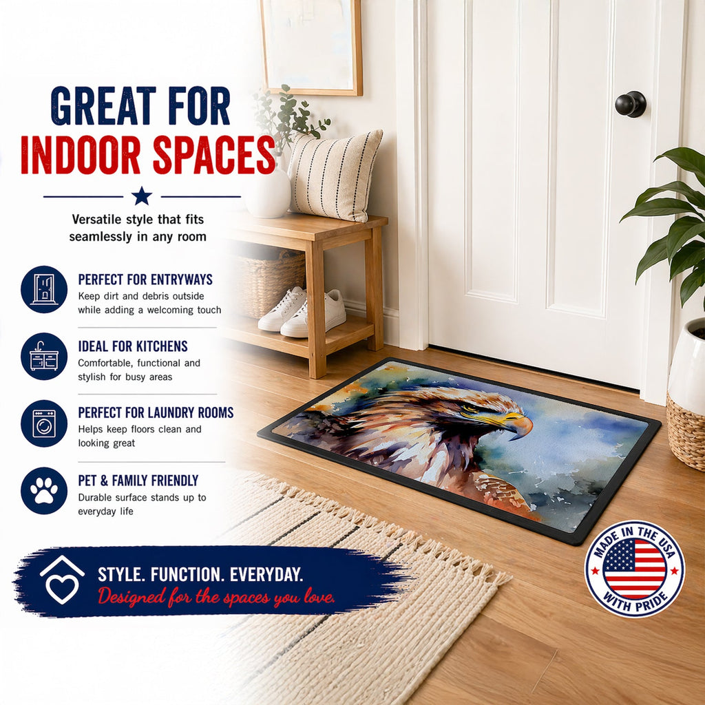 Bald Eagle Portrait Close Detail Doormat Indoor Outdoor 24H X 36W Front Door Mat Rugs for Entryway, Non Slip Washable Low Pile,