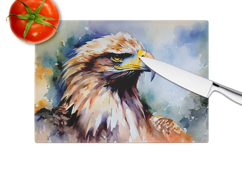 Bald Eagle Portrait Close Detail Cutting Board Tempered Glass Kitchen Cutting Surface, Heat Resistant Chopping, Non-Slip Feet, Food Prep & Serving