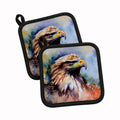 Bald Eagle Portrait Close Detail Pot Holder Set of 2 Heat Resistant Quilted Hot Pads 7.5 x 7.5 Inch, Insulated Kitchen Trivets for Cooking & Baking
