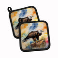 Bald Eagle Perched Rock Wildlife Pot Holder Set of 2 Heat Resistant Quilted Hot Pads 7.5 x 7.5 Inch, Insulated Kitchen Trivets for Cooking & Baking