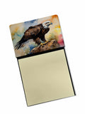 Bald Eagle Perched Rock Wildlife Watercolor Sticky Note Holder Refillable Dispenser Desk Accessory 3x3 Pad Gift