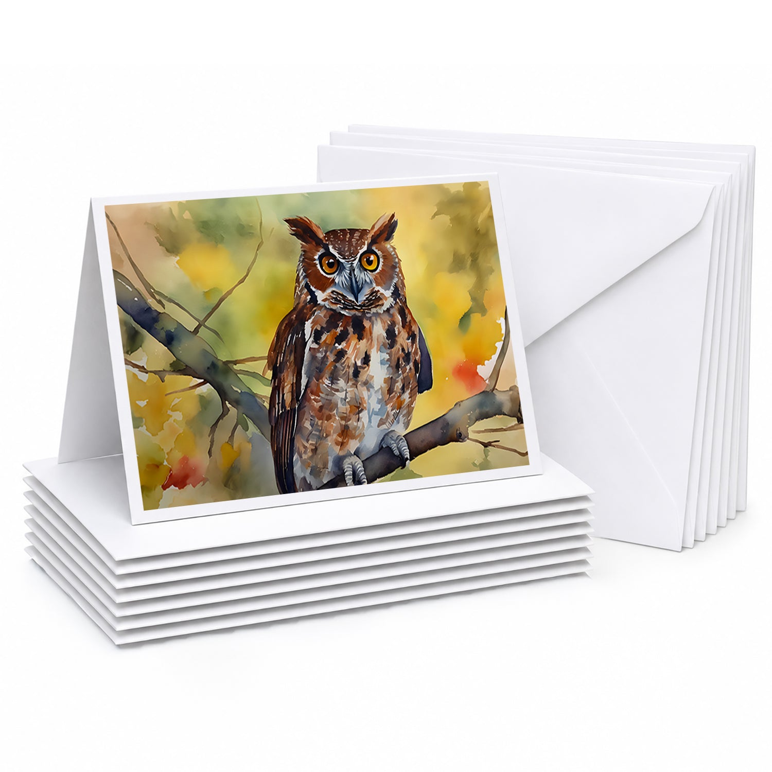 Eastern Screech Owl Wildlife Portrait Greeting Cards Pack of 8 Blank Cards with Envelopes Whimsical A7 Size 5x7