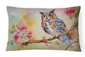 Eastern Screech Owl with Blossoms Decorative Throw Pillow 12x16 Indoor Outdoor Accent Cushion, Fabric Cover with Insert for Sofa, Bed, Porch & Living Room