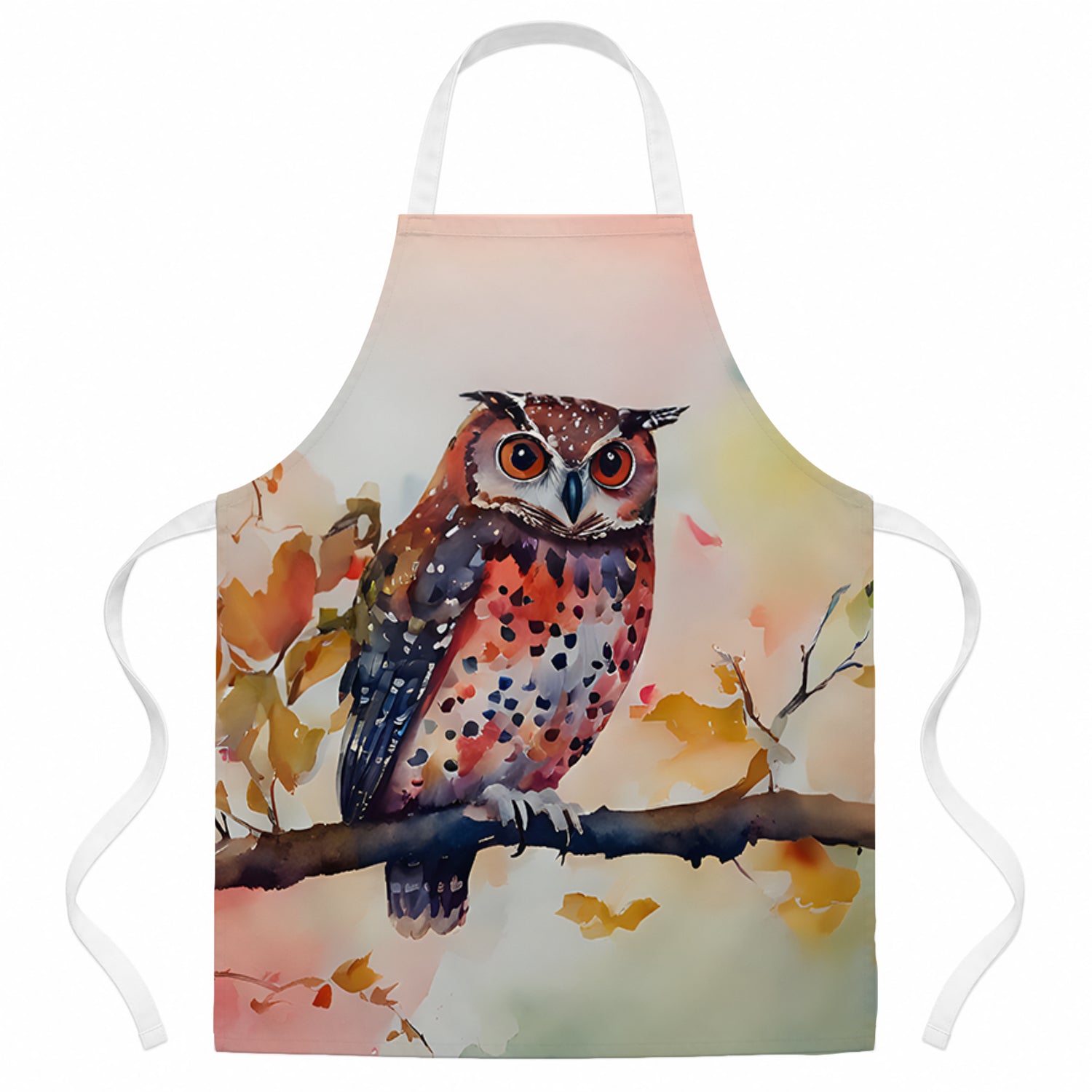 Elf Owl on Blossom Branch Apron Cooking Kitchen Server Baking Crafts Gardening for Adult Women Men, Unisex, Large, Multicolor