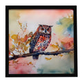 Elf Owl on Blossom Branch Framed Metal Print Bathroom, Kitchen, Office, Home Decor Wall Art Ready to Hang, Square, 8X8