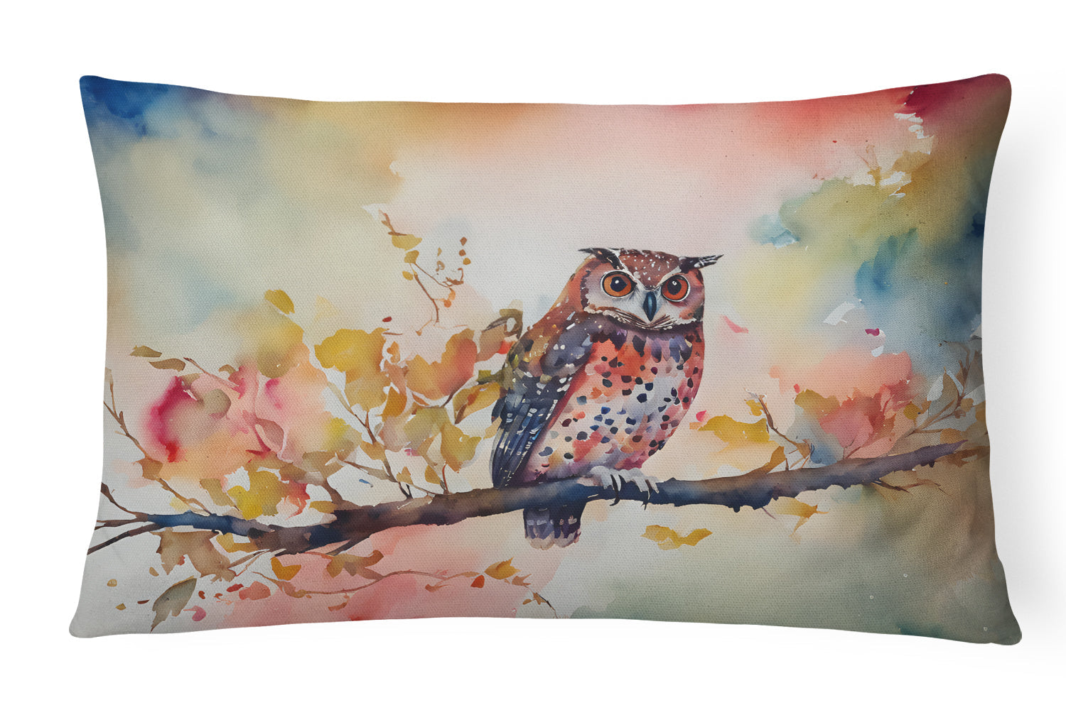 Elf Owl on Blossom Branch Decorative Throw Pillow 12x16 Indoor Outdoor Accent Cushion, Fabric Cover with Insert for Sofa, Bed, Porch & Living Room
