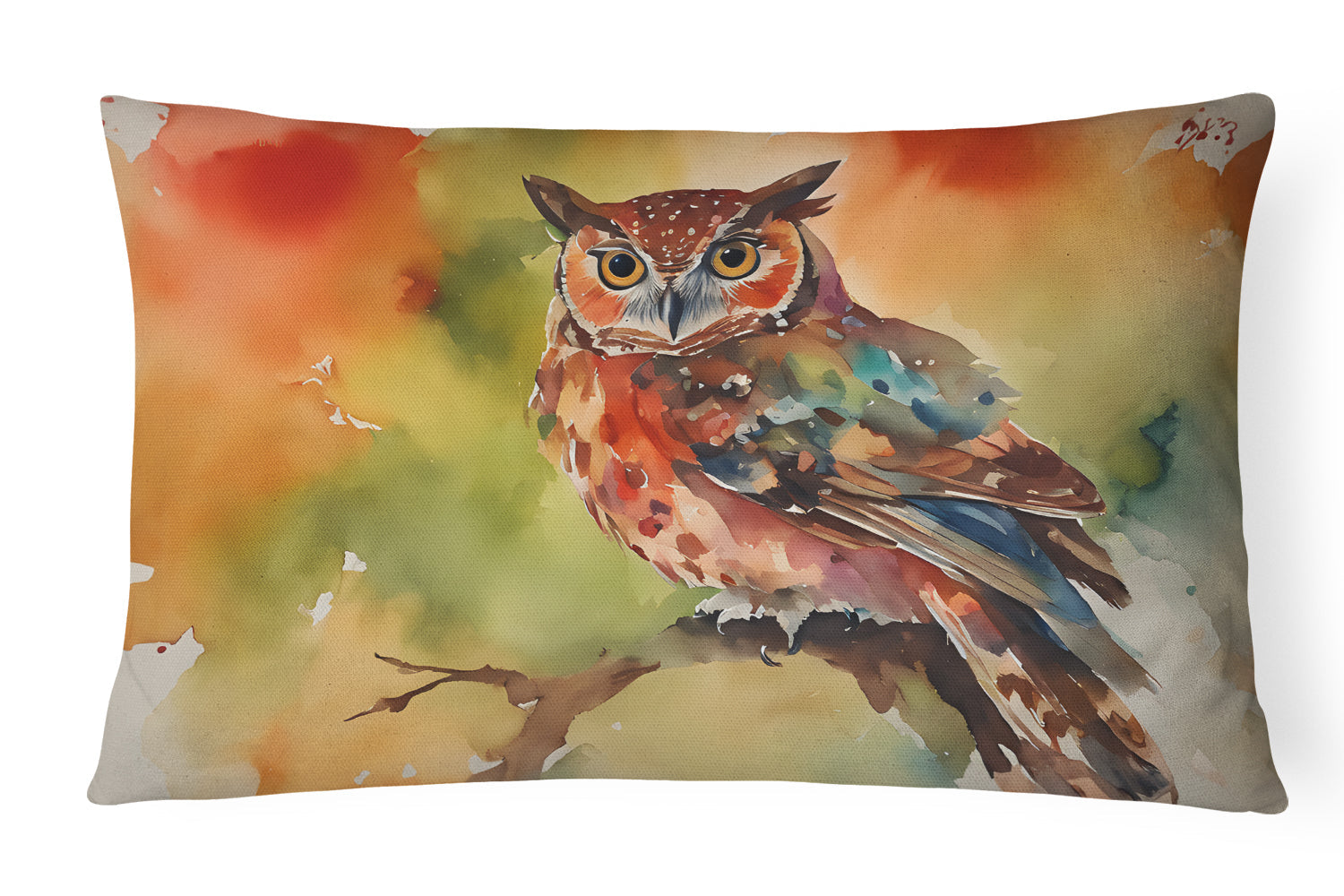 Elf Owl Perched Branch Decorative Throw Pillow 12x16 Indoor Outdoor Accent Cushion, Fabric Cover with Insert for Sofa, Bed, Porch & Living Room