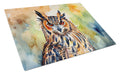 Eurasian Eagle Owl Close-Up Portrait Cutting Board Tempered Glass Kitchen Cutting Surface, Heat Resistant Chopping, Non-Slip Feet, Food Prep & Serving