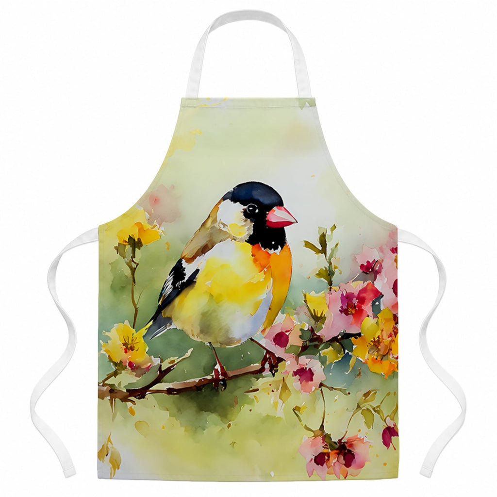 American Goldfinch on Blossom Branch Apron Cooking Kitchen Server Baking Crafts Gardening for Adult Women Men, Unisex, Large, Multicolor