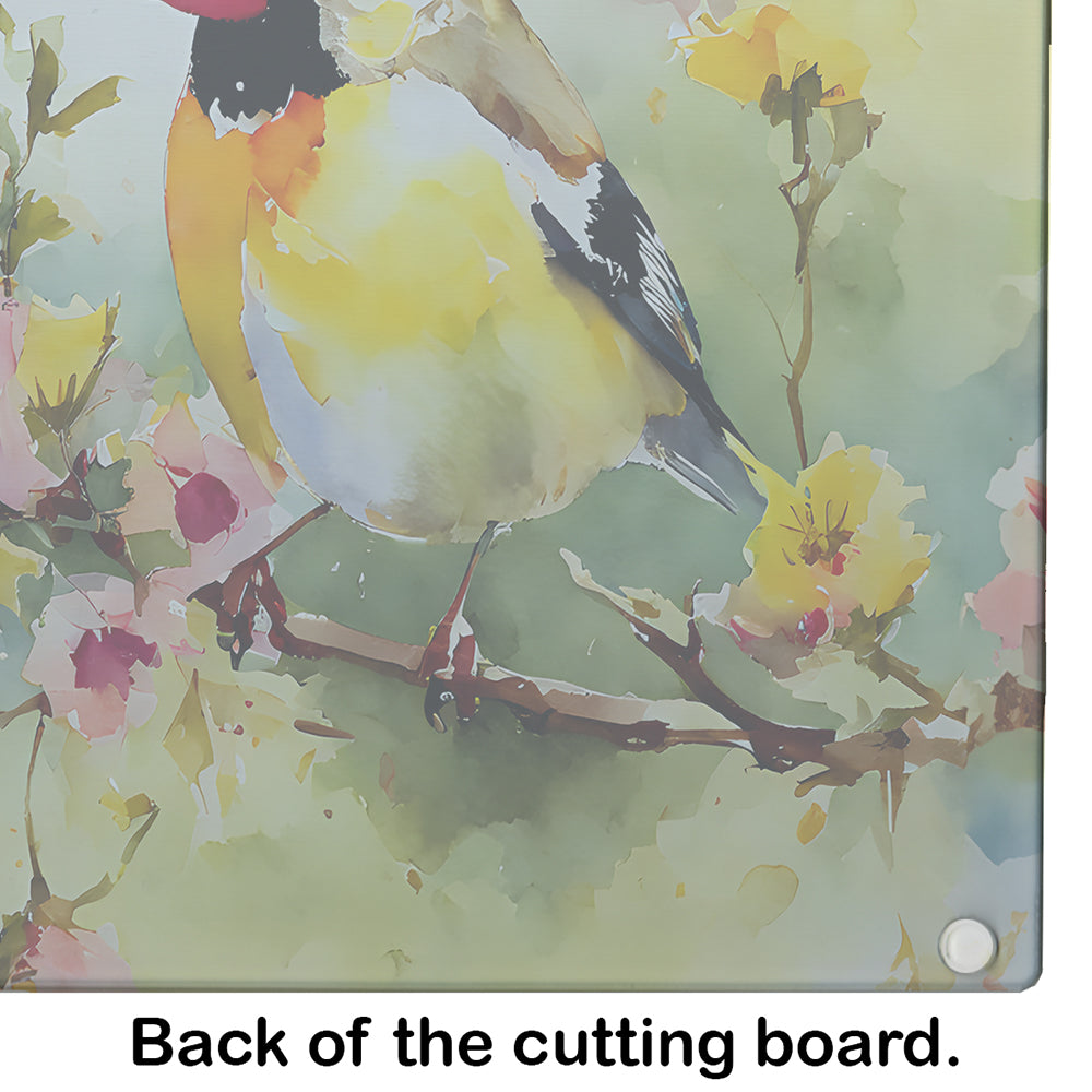American Goldfinch on Blossom Branch Cutting Board Tempered Glass Kitchen Cutting Surface, Heat Resistant Chopping, Non-Slip Feet, Food Prep & Serving