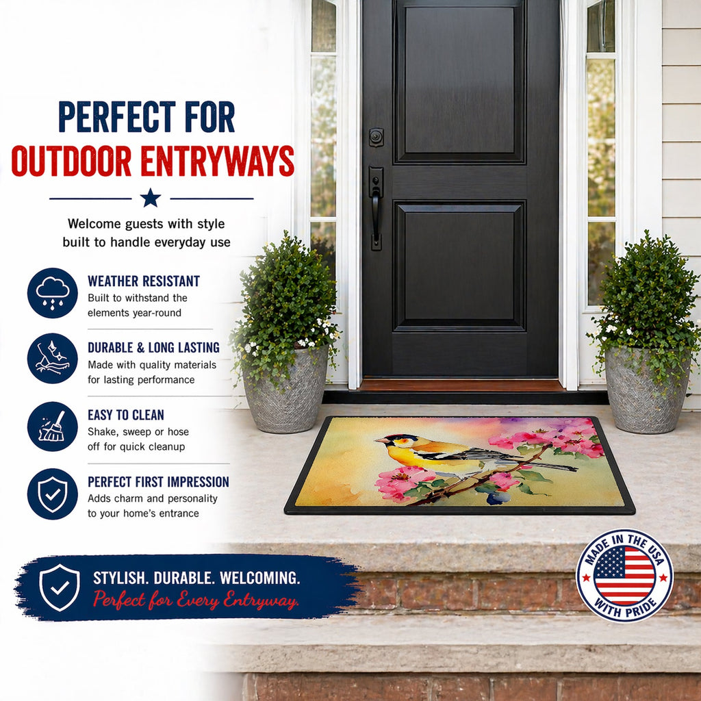 American Goldfinch with Blossoms Doormat Indoor Outdoor 24H X 36W Front Door Mat Rugs for Entryway, Non Slip Washable Low Pile,