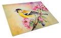 American Goldfinch with Blossoms Cutting Board Tempered Glass Kitchen Cutting Surface, Heat Resistant Chopping, Non-Slip Feet, Food Prep & Serving