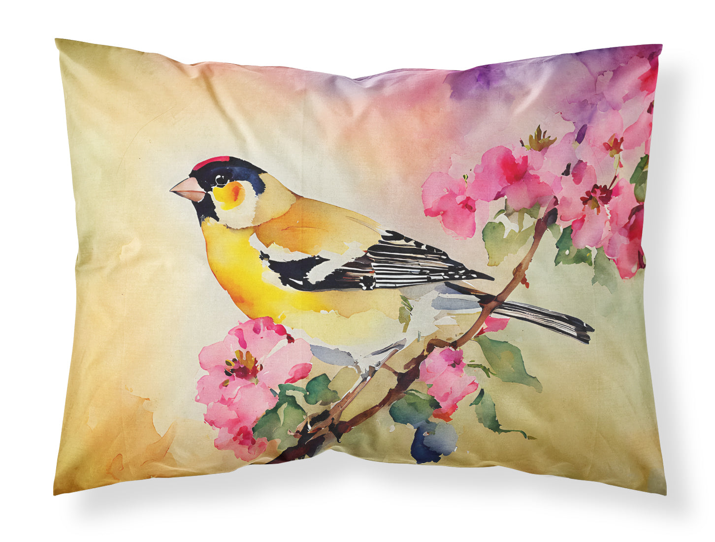 American Goldfinch with Blossoms Standard Pillowcase Lightweight Super Soft Easy Care Decorative Artwork Pillowcase, Standard