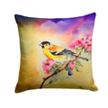 American Goldfinch with Blossoms Decorative Throw Pillow 14x14 Indoor Outdoor Accent Cushion, Fabric Cover with Insert for Sofa, Bed, Porch & Living Room
