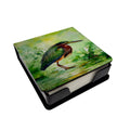Green Heron Standing Marsh PU Leather Note Paper Holder with Artist-Designed Cover, Desk Accessory, Office Gift