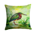 Green Heron Standing Marsh Decorative Throw Pillow 18x18 Indoor Outdoor Accent Cushion, Fabric Cover with Insert for Sofa, Bed, Porch & Living Room