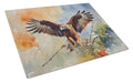 Red Tailed Hawk Landing Wings Spread Cutting Board Tempered Glass Kitchen Cutting Surface, Heat Resistant Chopping, Non-Slip Feet, Food Prep & Serving