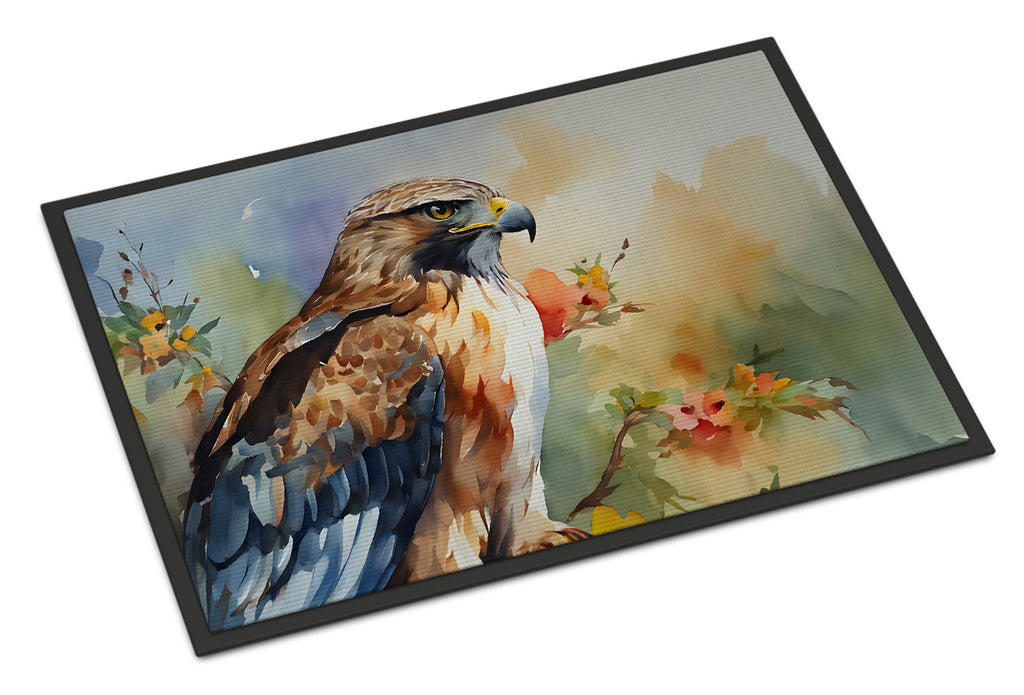 Red Tailed Hawk Portrait Wildlife Doormat Indoor Outdoor 24H X 36W Front Door Mat Rugs for Entryway, Non Slip Washable Low Pile,