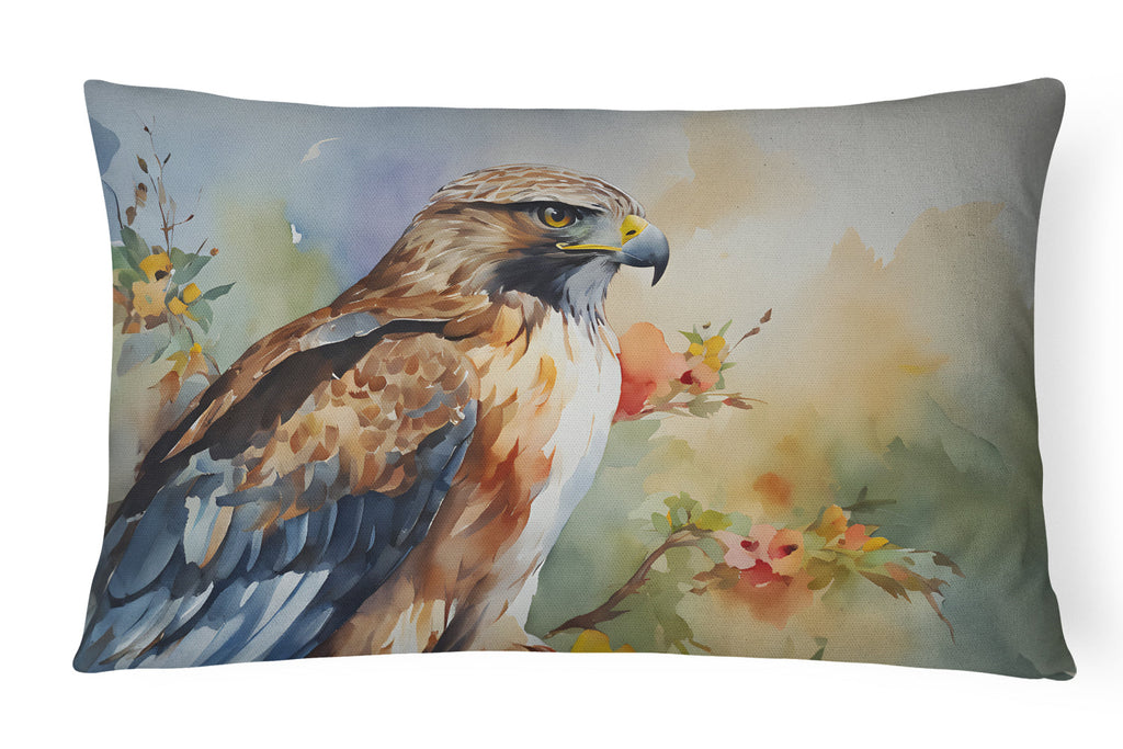 Red Tailed Hawk Portrait Wildlife Decorative Throw Pillow 12x16 Indoor Outdoor Accent Cushion, Fabric Cover with Insert for Sofa, Bed, Porch & Living Room