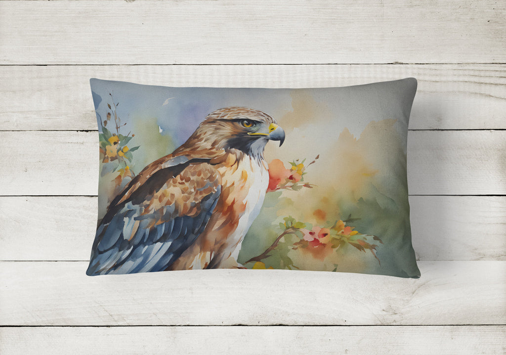 Red Tailed Hawk Portrait Wildlife Decorative Throw Pillow 12x16 Indoor Outdoor Accent Cushion, Fabric Cover with Insert for Sofa, Bed, Porch & Living Room