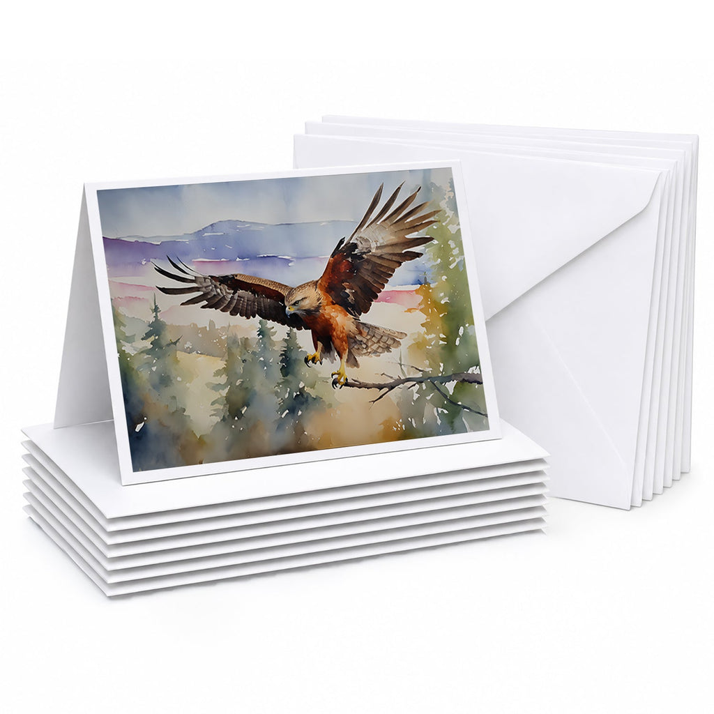Red Tailed Hawk Flying Landscape Greeting Cards Pack of 8 Blank Cards with Envelopes Whimsical A7 Size 5x7