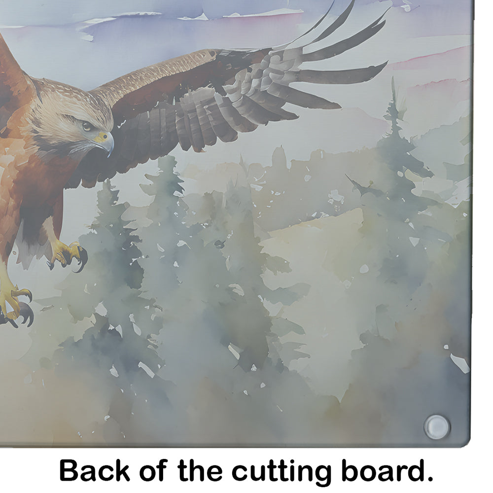 Red Tailed Hawk Flying Landscape Cutting Board Tempered Glass Kitchen Cutting Surface, Heat Resistant Chopping, Non-Slip Feet, Food Prep & Serving