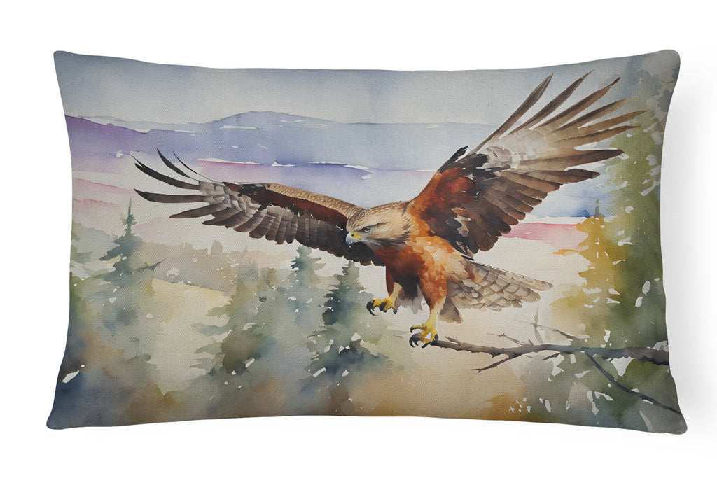 Red Tailed Hawk Flying Landscape Decorative Throw Pillow 12x16 Indoor Outdoor Accent Cushion, Fabric Cover with Insert for Sofa, Bed, Porch & Living Room