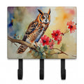 Long-Eared Owl with Blossoms Leash or Key Holder Wall Hooks, Coat Rack Wall Mount, for Hanging Keys, Towels, Aprons, Leashes