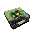 Mallard Duck Standing Pond Edge PU Leather Note Paper Holder with Artist-Designed Cover, Desk Accessory, Office Gift