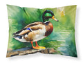 Mallard Duck Standing Pond Edge Standard Pillowcase Lightweight Super Soft Easy Care Decorative Artwork Pillowcase, Standard
