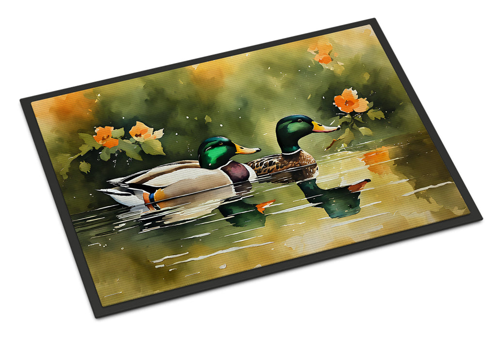Mallard Ducks Swimming Pond Doormat Indoor Outdoor 24H X 36W Front Door Mat Rugs for Entryway, Non Slip Washable Low Pile,