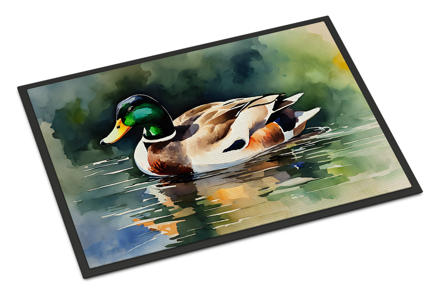 Mallard Duck Swimming Calm Water Doormat Indoor Outdoor 18H X 27W Front Door Mat Rugs for Entryway, Non Slip Washable