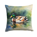 Mallard Duck Swimming Calm Water Decorative Throw Pillow 14x14 Indoor Outdoor Accent Cushion, Fabric Cover with Insert for Sofa, Bed, Porch & Living Room