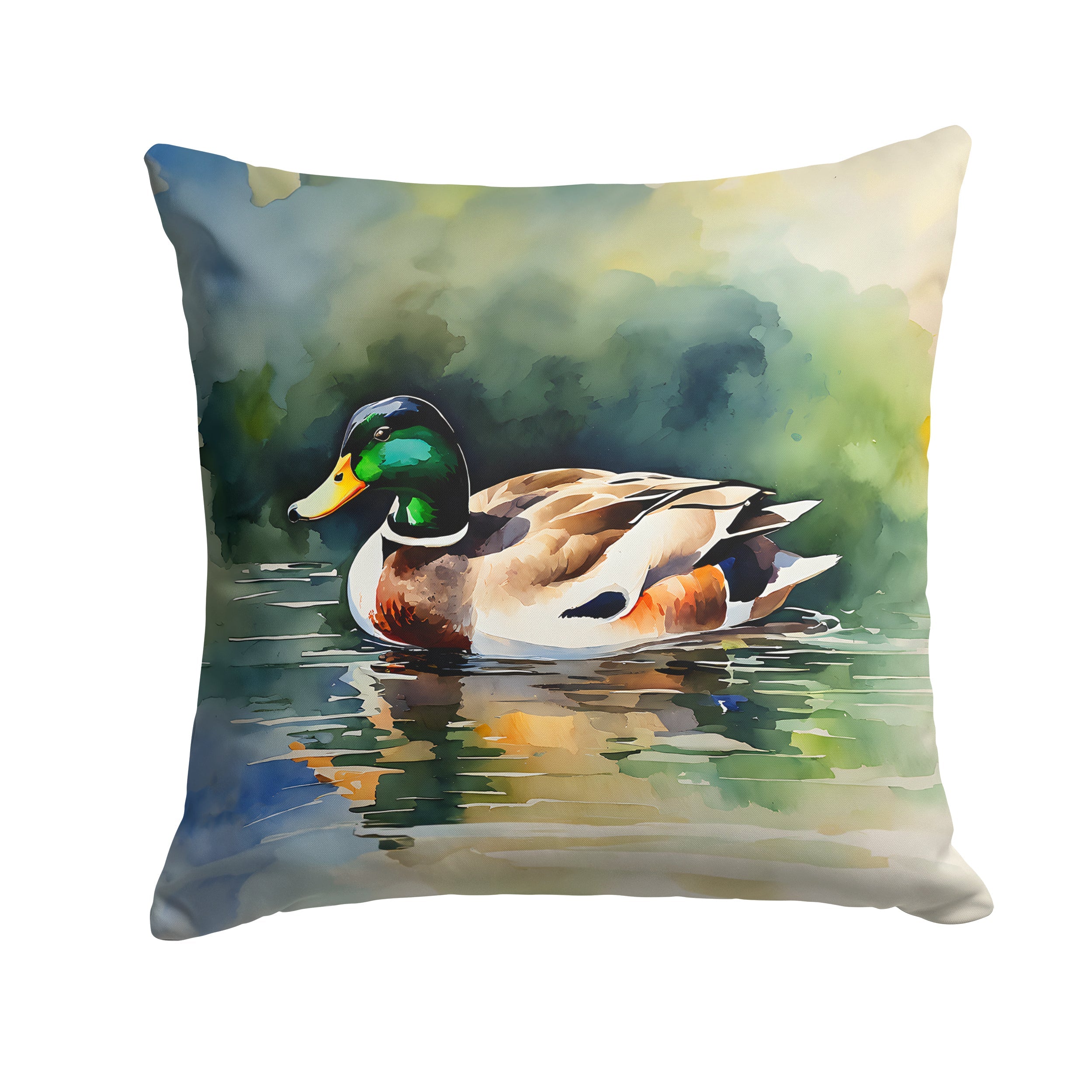 Mallard Duck Swimming Calm Water Decorative Throw Pillow 18x18 Indoor Outdoor Accent Cushion, Fabric Cover with Insert for Sofa, Bed, Porch & Living Room