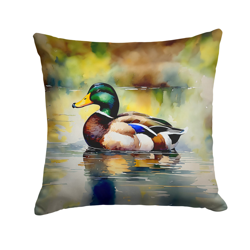 Mallard Duck Floating Pond Reflection Decorative Throw Pillow 18x18 Indoor Outdoor Accent Cushion, Fabric Cover with Insert for Sofa, Bed, Porch & Living Room