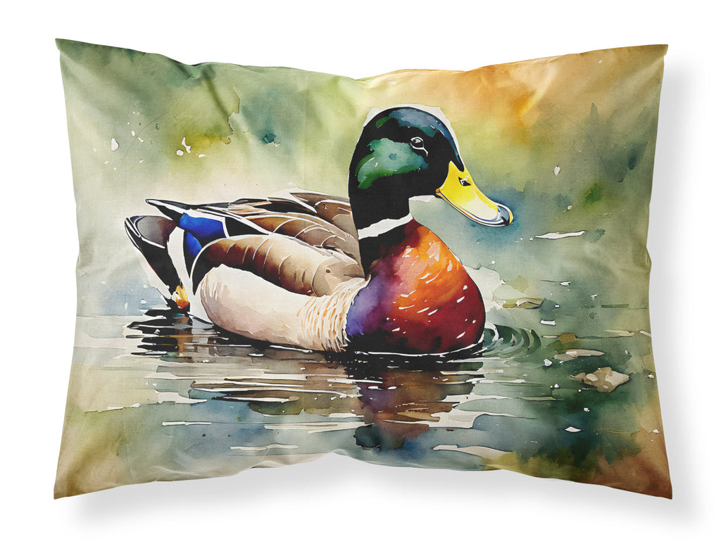 Mallard Duck Swimming Pond Scene Standard Pillowcase Lightweight Super Soft Easy Care Decorative Artwork Pillowcase, Standard