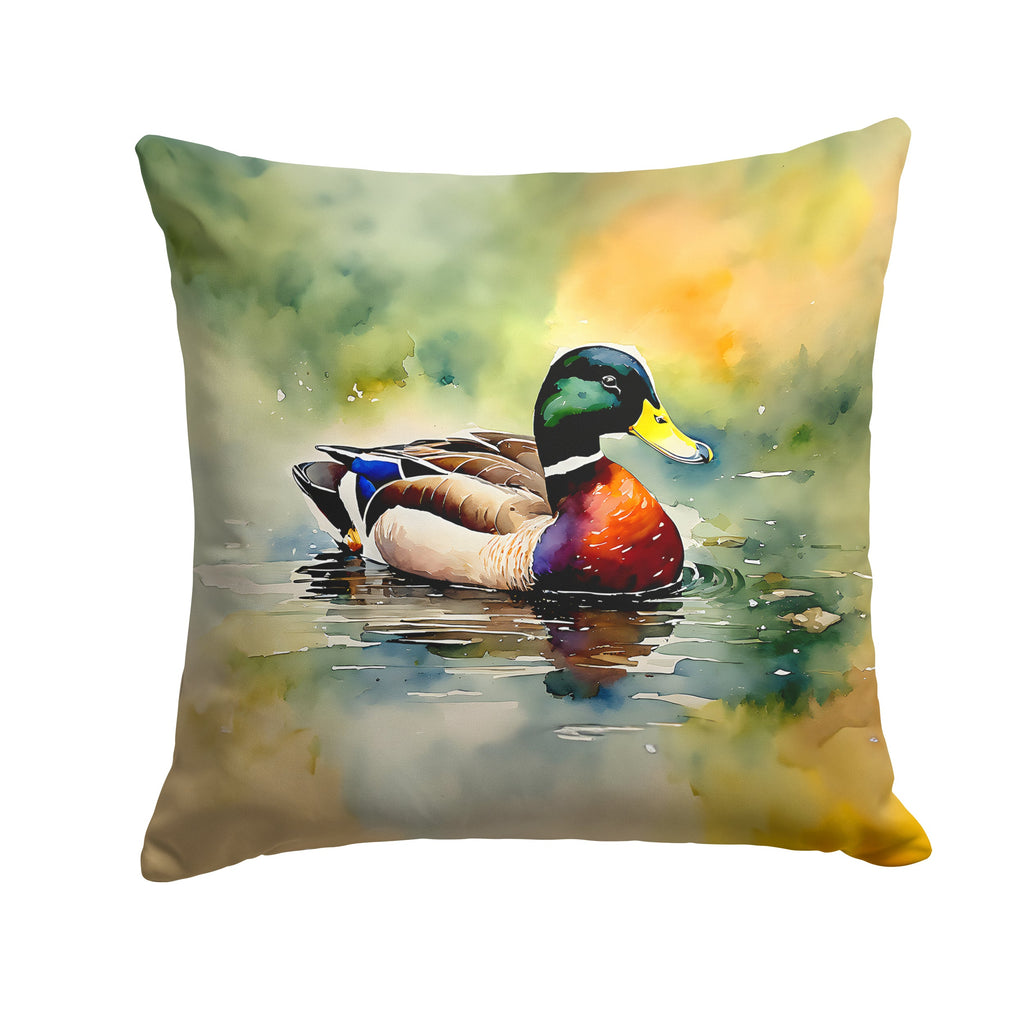 Mallard Duck Swimming Pond Scene Decorative Throw Pillow 18x18 Indoor Outdoor Accent Cushion, Fabric Cover with Insert for Sofa, Bed, Porch & Living Room