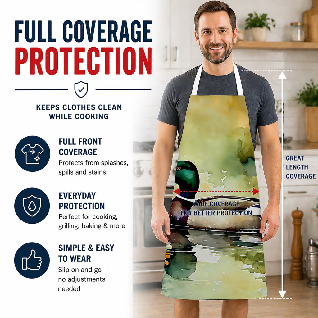 Mallard Duck Side Profile Apron Cooking Kitchen Server Baking Crafts Gardening for Adult Women Men, Unisex, Large, Multicolor