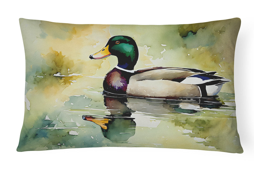 Mallard Duck Side Profile Decorative Throw Pillow 12x16 Indoor Outdoor Accent Cushion, Fabric Cover with Insert for Sofa, Bed, Porch & Living Room