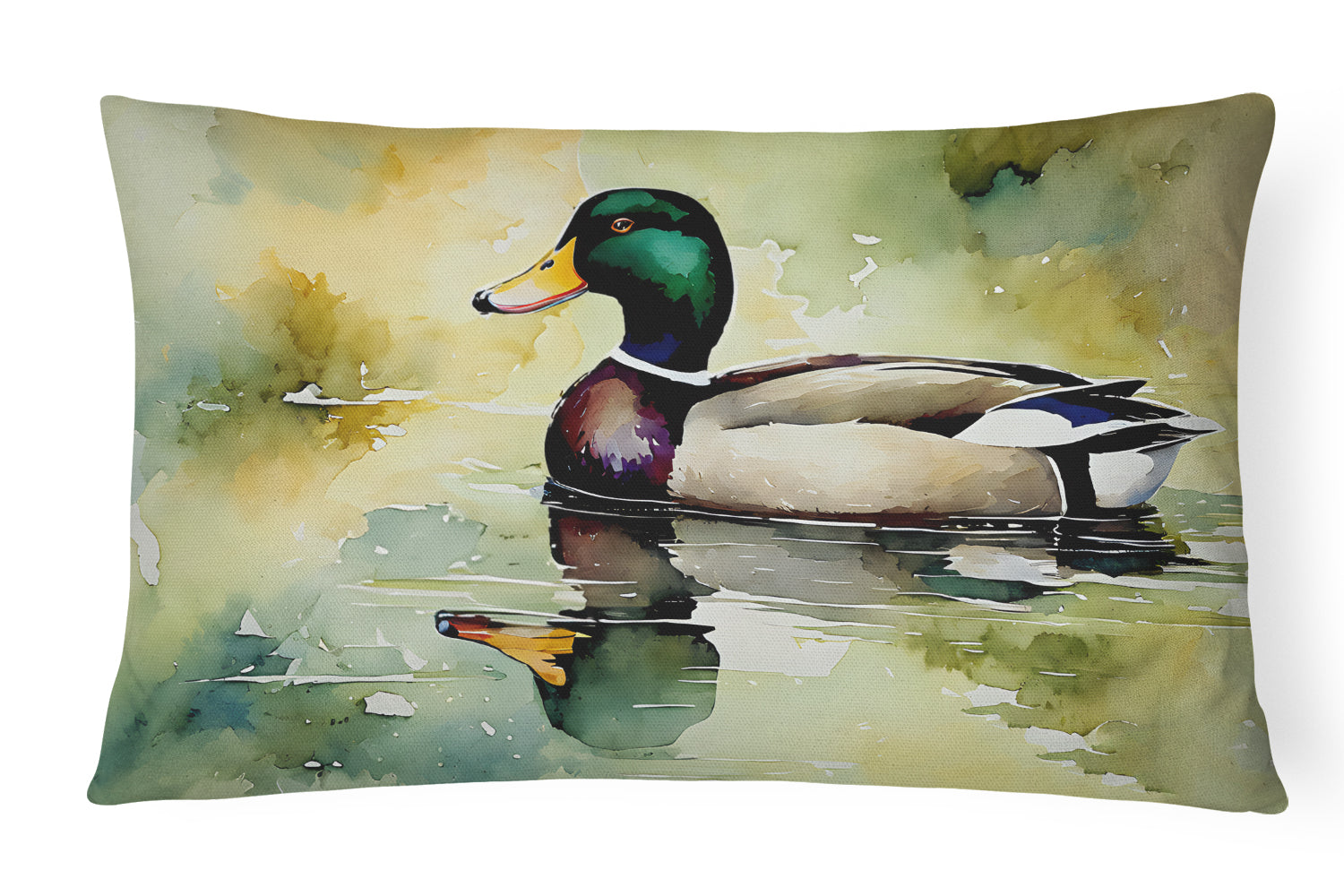 Mallard Duck Side Profile Decorative Throw Pillow 12x16 Indoor Outdoor Accent Cushion, Fabric Cover with Insert for Sofa, Bed, Porch & Living Room