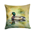 Mallard Duck Side Profile Decorative Throw Pillow 14x14 Indoor Outdoor Accent Cushion, Fabric Cover with Insert for Sofa, Bed, Porch & Living Room