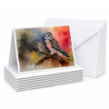 Northern Hawk Owl Perched Branch Greeting Cards Pack of 8 Blank Cards with Envelopes Whimsical A7 Size 5x7