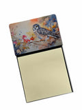 Northern Hawk Owl with Blossoms Watercolor Sticky Note Holder Refillable Dispenser Desk Accessory 3x3 Pad Gift