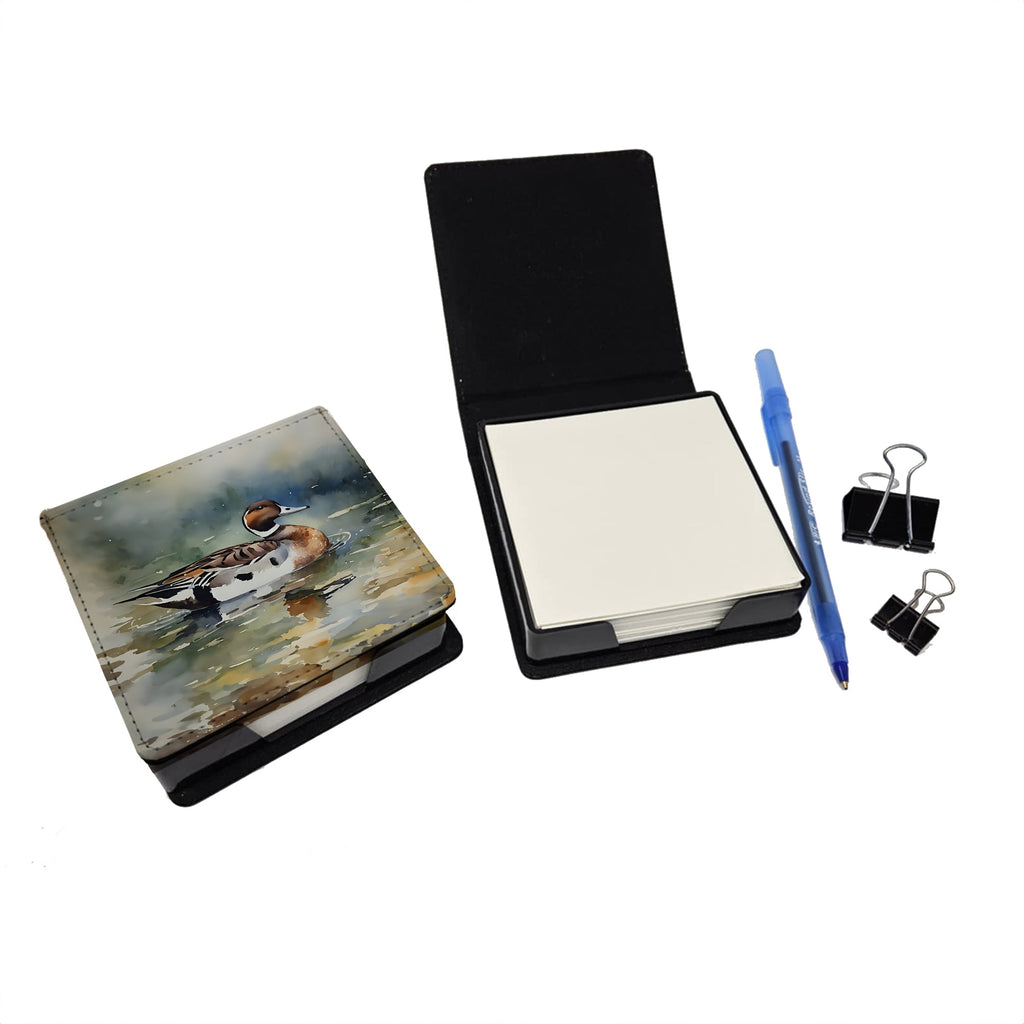 Northern Pintail Duck Swimming PU Leather Note Paper Holder with Artist-Designed Cover, Desk Accessory, Office Gift
