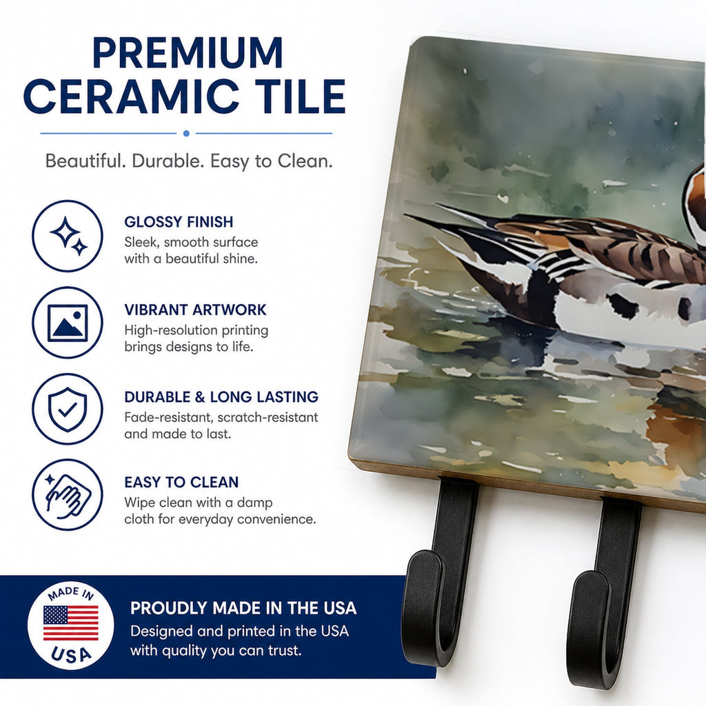 Northern Pintail Duck Swimming Leash or Key Holder Wall Hooks, Coat Rack Wall Mount, for Hanging Keys, Towels, Aprons, Leashes