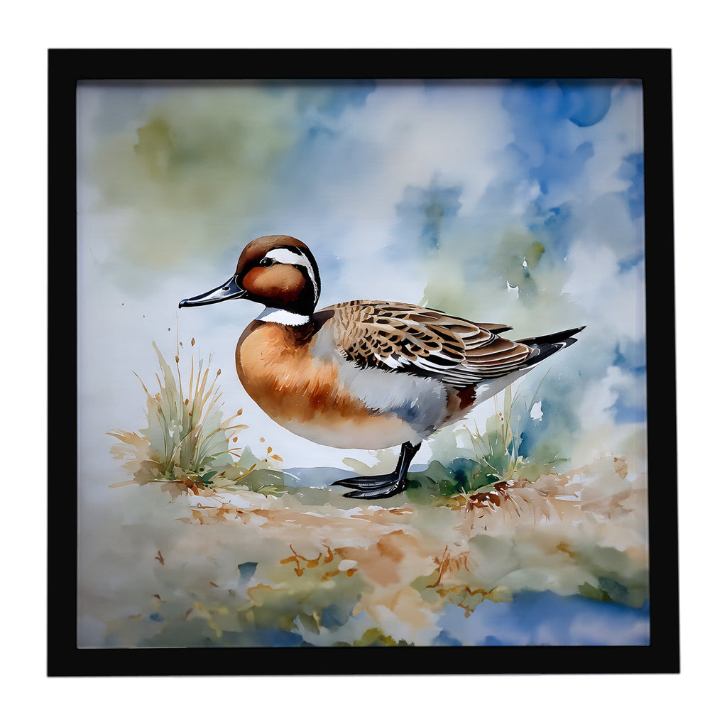 Northern Pintail Duck Standing Shore Framed Metal Print Bathroom, Kitchen, Office, Home Decor Wall Art Ready to Hang, Square, 8X8