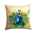 Peacock Displaying Feathers Decorative Throw Pillow 14x14 Indoor Outdoor Accent Cushion, Fabric Cover with Insert for Sofa, Bed, Porch & Living Room