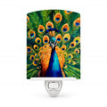 Peacock Full Feather Display Vibrant Ceramic Night Light Compact, UL-Certified, Ideal for Bedroom, Bathroom, Nursery, Hallway, Kitchen, 6x4x3, Multicolor